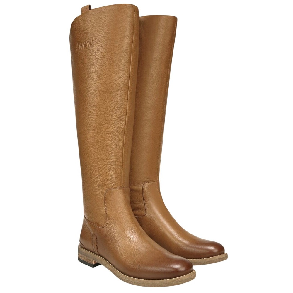 NIB Franco Sarto Meyer Brown Leather Knee High Riding Boots 7.5 Wide Calf Tan